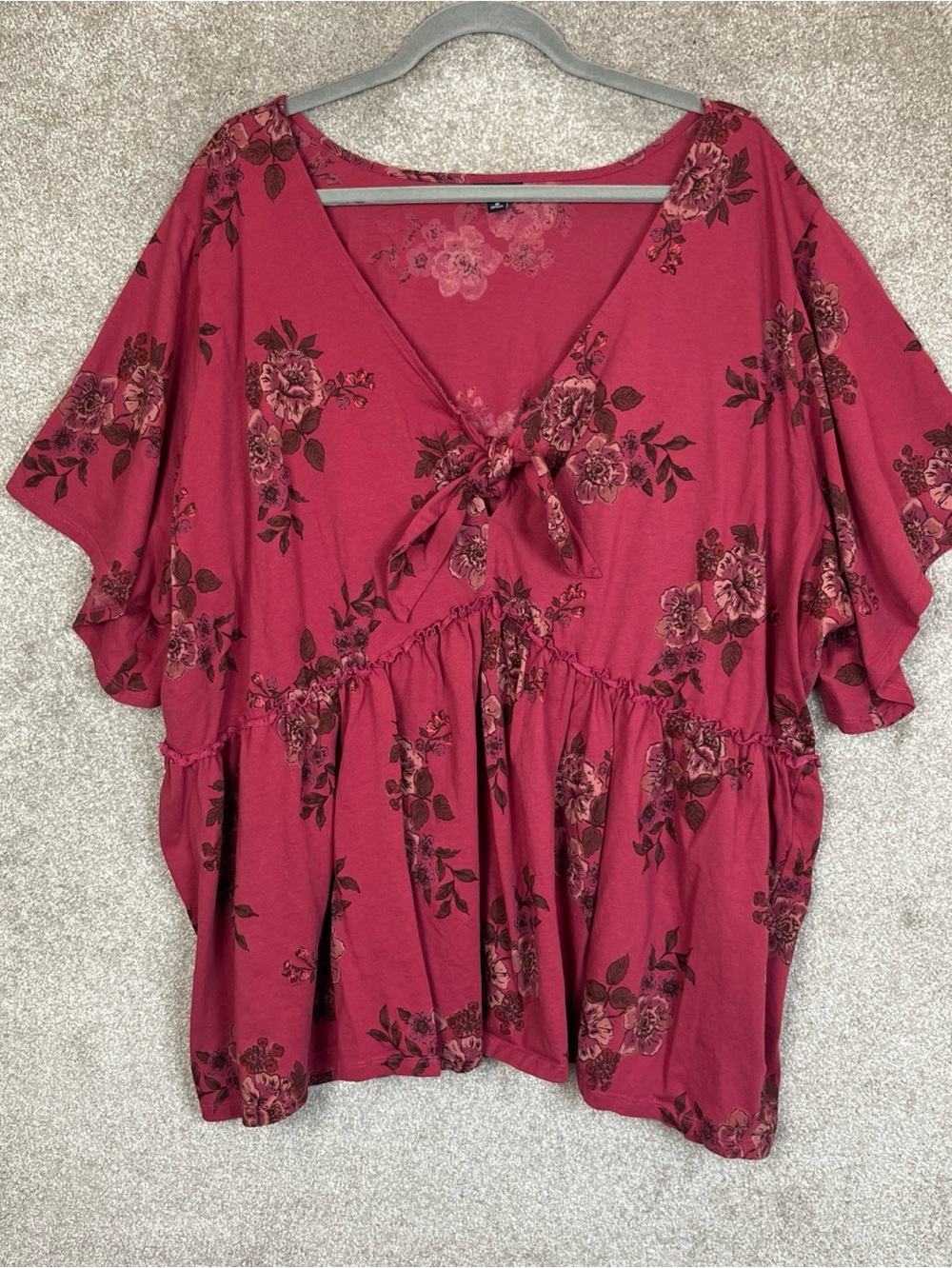 Torrid Blouse Womens 6 Floral Cotton Stretch Pullover Short Sleeve- 5204